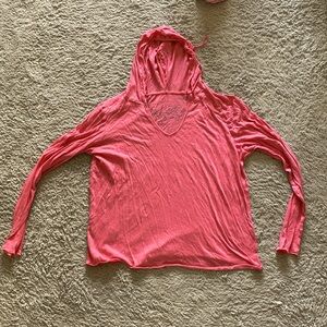 Hooded long sleeve shirt (slightly transparent)